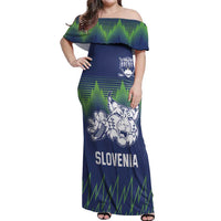 Custom Slovenia Hockey Off Shoulder Maxi Dress Slovenija Lynx Mascot