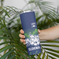 Custom Slovenia Hockey Skinny Tumbler Slovenija Lynx Mascot