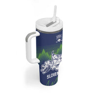 Custom Slovenia Hockey Tumbler With Handle Slovenija Lynx Mascot