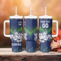 Custom Slovenia Hockey Tumbler With Handle Slovenija Lynx Mascot