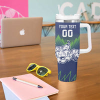 Custom Slovenia Hockey Tumbler With Handle Slovenija Lynx Mascot