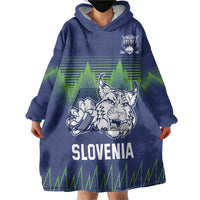 Custom Slovenia Hockey Wearable Blanket Hoodie Slovenija Lynx Mascot
