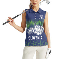 Custom Slovenia Hockey Women Sleeveless Polo Shirt Slovenija Lynx Mascot