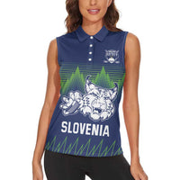 Custom Slovenia Hockey Women Sleeveless Polo Shirt Slovenija Lynx Mascot