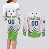 Custom Slovenia Hockey Couples Matching Long Sleeve Bodycon Dress and Long Sleeve Button Shirt Risi Go Champions