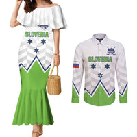 Custom Slovenia Hockey Couples Matching Mermaid Dress and Long Sleeve Button Shirt Risi Go Champions