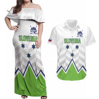 Custom Slovenia Hockey Couples Matching Off Shoulder Maxi Dress and Hawaiian Shirt Risi Go Champions