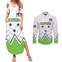 Custom Slovenia Hockey Couples Matching Summer Maxi Dress and Long Sleeve Button Shirt Risi Go Champions
