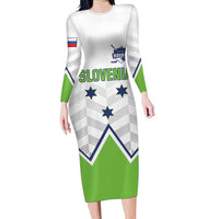 Custom Slovenia Hockey Long Sleeve Bodycon Dress Risi Go Champions