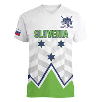 Custom Slovenia Hockey Women V-Neck T-Shirt Risi Go Champions