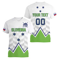 Custom Slovenia Hockey Women V-Neck T-Shirt Risi Go Champions