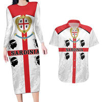 Personalized Sardinia Couples Matching Long Sleeve Bodycon Dress and Hawaiian Shirt Flag Style