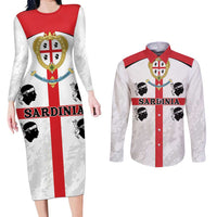 Personalized Sardinia Couples Matching Long Sleeve Bodycon Dress and Long Sleeve Button Shirt Flag Style