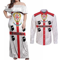 Personalized Sardinia Couples Matching Off Shoulder Maxi Dress and Long Sleeve Button Shirt Flag Style