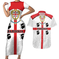 Personalized Sardinia Couples Matching Short Sleeve Bodycon Dress and Hawaiian Shirt Flag Style