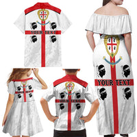 Personalized Sardinia Family Matching Off Shoulder Maxi Dress and Hawaiian Shirt Flag Style