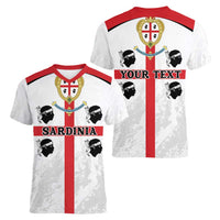 Personalized Sardinia Women V-Neck T-Shirt Flag Style