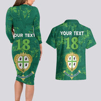 Custom Sardinia Football Couples Matching Long Sleeve Bodycon Dress and Hawaiian Shirt Natzionale sarda de Bocia