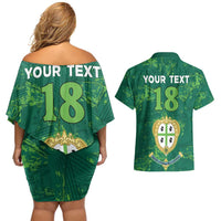 Custom Sardinia Football Couples Matching Off Shoulder Short Dress and Hawaiian Shirt Natzionale sarda de Bocia