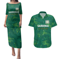 Custom Sardinia Football Couples Matching Puletasi and Hawaiian Shirt Natzionale sarda de Bocia