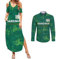 Custom Sardinia Football Couples Matching Summer Maxi Dress and Long Sleeve Button Shirt Natzionale sarda de Bocia