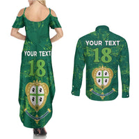 Custom Sardinia Football Couples Matching Summer Maxi Dress and Long Sleeve Button Shirt Natzionale sarda de Bocia
