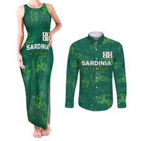 Custom Sardinia Football Couples Matching Tank Maxi Dress and Long Sleeve Button Shirt Natzionale sarda de Bocia