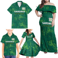 Custom Sardinia Football Family Matching Off Shoulder Maxi Dress and Hawaiian Shirt Natzionale sarda de Bocia