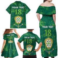 Custom Sardinia Football Family Matching Off Shoulder Maxi Dress and Hawaiian Shirt Natzionale sarda de Bocia