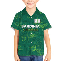 Custom Sardinia Football Family Matching Off Shoulder Short Dress and Hawaiian Shirt Natzionale sarda de Bocia