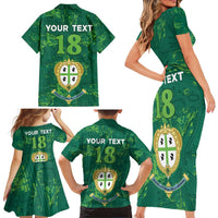 Custom Sardinia Football Family Matching Short Sleeve Bodycon Dress and Hawaiian Shirt Natzionale sarda de Bocia