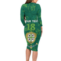 Custom Sardinia Football Long Sleeve Bodycon Dress Natzionale sarda de Bocia