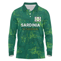 Custom Sardinia Football Long Sleeve Polo Shirt Natzionale sarda de Bocia