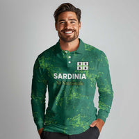 Custom Sardinia Football Long Sleeve Polo Shirt Natzionale sarda de Bocia