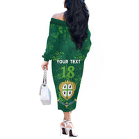 Custom Sardinia Football Off The Shoulder Long Sleeve Dress Natzionale sarda de Bocia