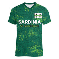 Custom Sardinia Football Women V-Neck T-Shirt Natzionale sarda de Bocia
