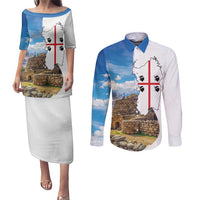Sardinia Italy Couples Matching Puletasi and Long Sleeve Button Shirt Santu Antine With Map