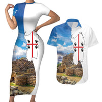 Sardinia Italy Couples Matching Short Sleeve Bodycon Dress and Hawaiian Shirt Santu Antine With Map