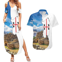 Sardinia Italy Couples Matching Summer Maxi Dress and Hawaiian Shirt Santu Antine With Map