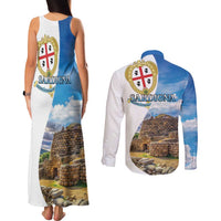 Sardinia Italy Couples Matching Tank Maxi Dress and Long Sleeve Button Shirt Santu Antine With Map