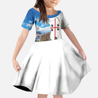 Sardinia Italy Family Matching Off The Shoulder Long Sleeve Dress and Hawaiian Shirt Santu Antine With Map