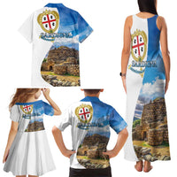 Sardinia Italy Family Matching Tank Maxi Dress and Hawaiian Shirt Santu Antine With Map