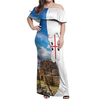 Sardinia Italy Off Shoulder Maxi Dress Santu Antine With Map