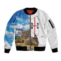Sardinia Italy Sleeve Zip Bomber Jacket Santu Antine With Map