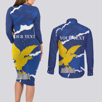 Friuli-Venezia Giulia Couples Matching Long Sleeve Bodycon Dress and Long Sleeve Button Shirt Coat Of Arms Sporty Style