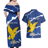 Friuli-Venezia Giulia Couples Matching Off Shoulder Maxi Dress and Hawaiian Shirt Coat Of Arms Sporty Style
