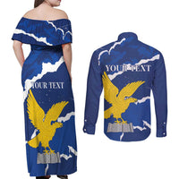 Friuli-Venezia Giulia Couples Matching Off Shoulder Maxi Dress and Long Sleeve Button Shirt Coat Of Arms Sporty Style