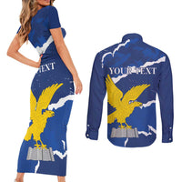 Friuli-Venezia Giulia Couples Matching Short Sleeve Bodycon Dress and Long Sleeve Button Shirt Coat Of Arms Sporty Style
