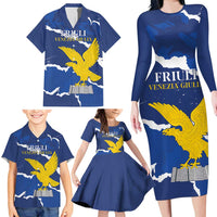 Friuli-Venezia Giulia Family Matching Long Sleeve Bodycon Dress and Hawaiian Shirt Coat Of Arms Sporty Style