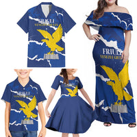 Friuli-Venezia Giulia Family Matching Off Shoulder Maxi Dress and Hawaiian Shirt Coat Of Arms Sporty Style